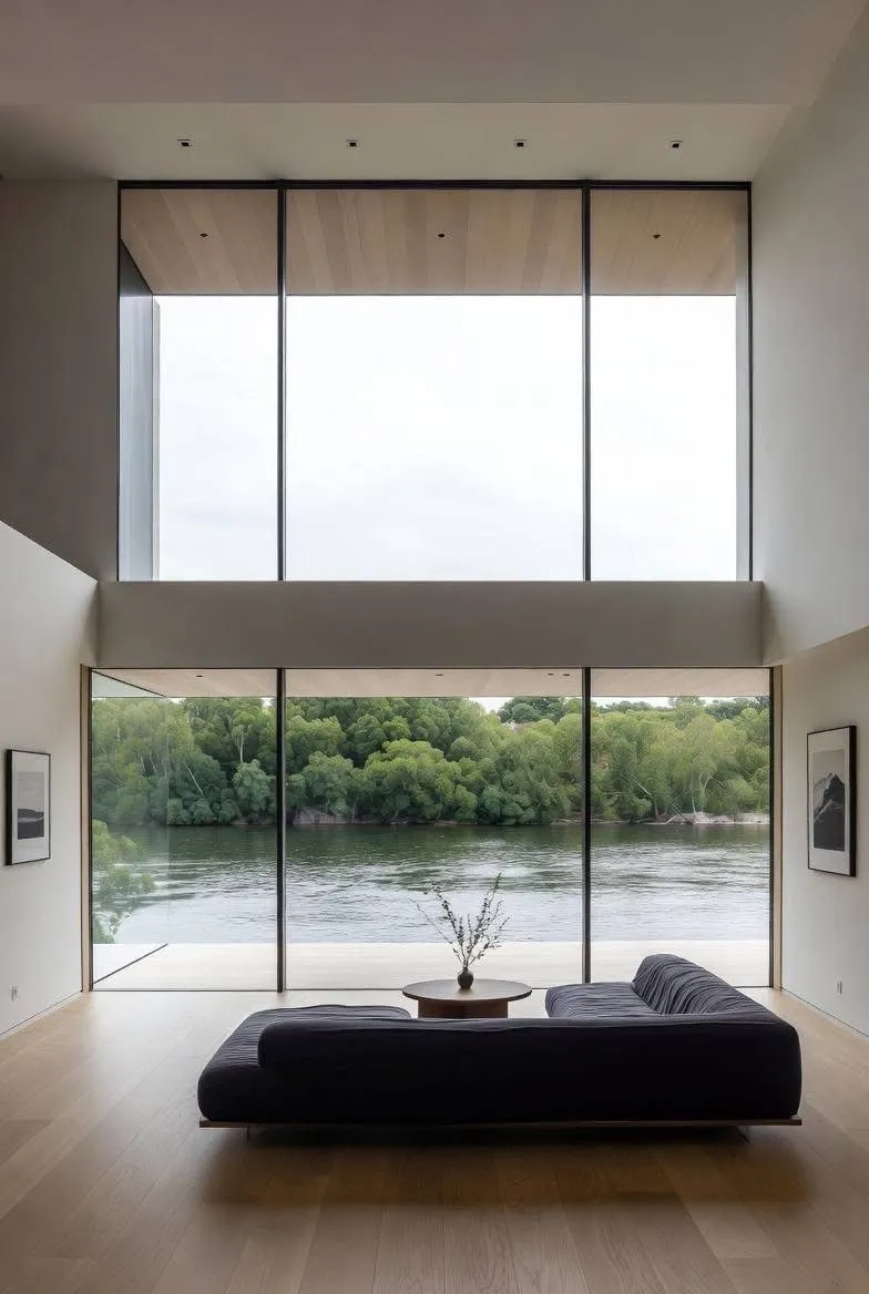 Entrance glass wall with clear view design